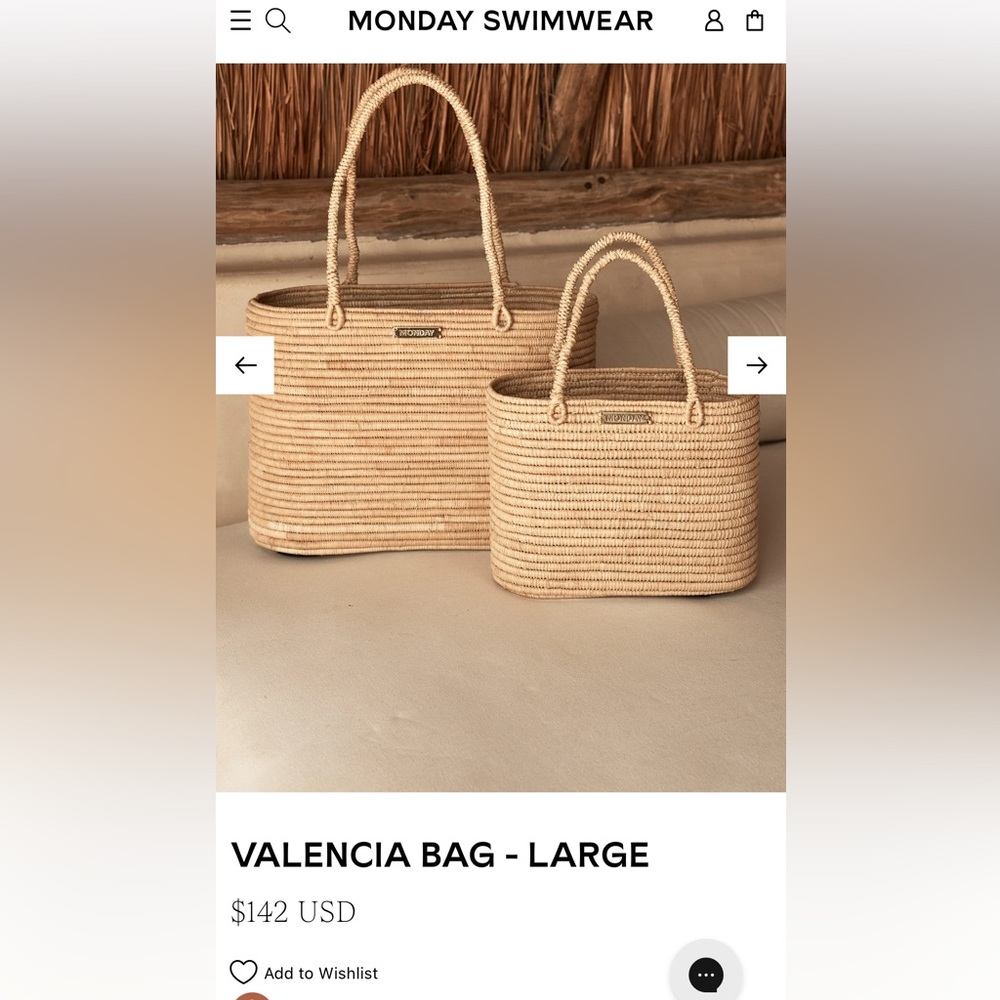 Monday Swimwear Tan Woven Tote Bag